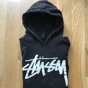 SOLD!! SOLD!!!! stussy hoodie black-white sz S